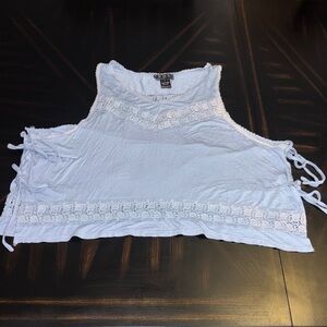 Light Blue Lace-Trim Cropped Tank Top